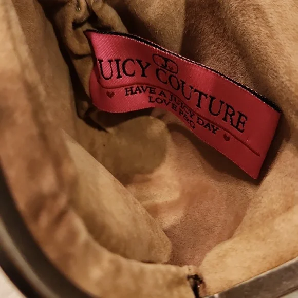 JUICY COUTURE Rare Gold Mettalic Leather Evening Purse With Rhinestones - Picture 4 of 8